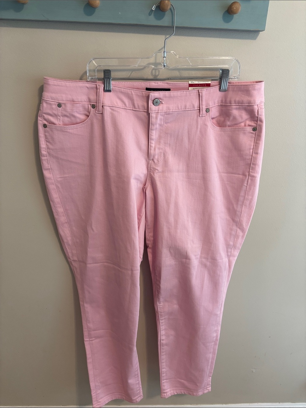 NEW Talbots Boyfriend Jeans 16W Plus Size Pink Flawless Denim Stretch Ankle